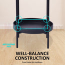nzmegabuy 2-tier black metal plant stand featuring a sturdy cross frame and anti-slippage pads for stability.