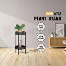 nzmegabuy 2-tier black metal plant stand with a slim steel frame for indoor or sheltered outdoor use