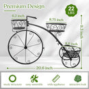 nzmegabuy black metal tricycle plant stand with 3 basket tiers and decorative scrollwork for indoor or outdoor use