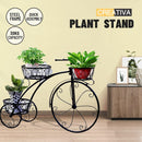 nzmegabuy black metal tricycle plant stand with three basket tiers for indoor or outdoor garden decor