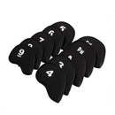 nzmegabuy 10-piece black neoprene golf iron head cover set with white printed numbers and zipper closure