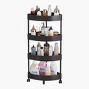 nzmegabuy 4-tier black rolling corner storage rack with ventilated shelves for bathroom or kitchen organisation