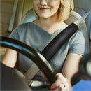 nzmegabuy black soft car seat belt shoulder pad cover installed on a seat belt for added comfort while driving