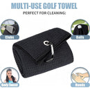 nzmegabuy black microfiber waffle pattern golf towel set with carabiner for cleaning clubs, balls, and hands