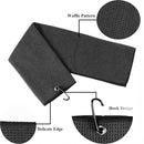 nzmegabuy black microfiber golf towel set with waffle pattern, durable edges, and a convenient metal carabiner hook.