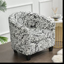 nzmegabuy velvet tub chair cover set in a black and white floral paisley print with a matching cushion cover