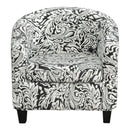 nzmegabuy velvet tub chair cover set in a black and white floral paisley print with a matching cushion cover