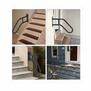 nzmegabuy black wrought iron wall-mounted handrail for indoor and outdoor steps, featuring a 45-degree curved design.