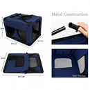 nzmegabuy blue portable soft dog travel crate with metal frame, mesh windows, and foldable design features.
