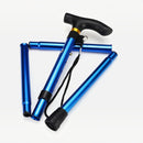 nzmegabuy blue folding hiking pole with ergonomic black handle and non-slip rubber tip, shown in four sections