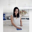 nzmegabuy woman cleaning a white tiled kitchen counter with a soft blue microfiber cloth