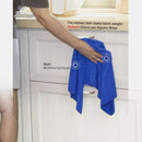 nzmegabuy blue microfiber cleaning cloth being held in a kitchen, featuring a 300gsm absorbent fabric design
