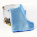 nzmegabuy blue microfibre cleaning cloth draped over a glass bowl for streak-free surface polishing