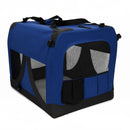 nzmegabuy blue foldable soft dog travel crate with mesh ventilation panels and durable polyester fabric