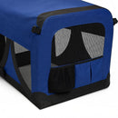 nzmegabuy blue portable soft dog travel crate with mesh ventilation panels and side storage pockets