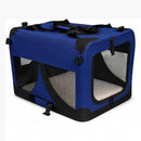 nzmegabuy blue foldable soft dog travel crate with mesh ventilation panels and fleece mat for pets