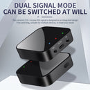 nzmegabuy Bluetooth 5.3 transmitter and receiver adapter with dual signal mode and AUX ports in a compact black design