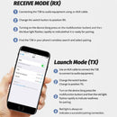 nzmegabuy Bluetooth 5.3 transmitter and receiver setup guide showing smartphone pairing instructions for TX and RX modes