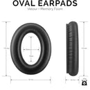 nzmegabuy black replacement leather ear pads for Bose QC35 and QC35 II headphones with technical dimension diagram