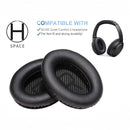 nzmegabuy black leather replacement ear pads for Bose QC45 headphones with memory foam for comfort and noise isolation