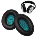 nzmegabuy replacement black leather ear pads for Bose QC15 and QC25 headphones with teal interior fabric