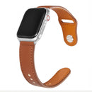 nzmegabuy brown genuine leather replacement strap for Apple Watch with silver buckle and classic stitched design