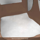 nzmegabuy brown portable dog travel crate featuring a soft removable white fleece floor mat and mesh ventilation