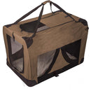 nzmegabuy brown portable soft dog travel crate with mesh ventilation panels and carry handles for pet transport