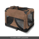 nzmegabuy brown portable soft dog travel crate made of durable 600D waterproof polyester with mesh ventilation panels