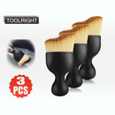 nzmegabuy 3-piece car interior detailing brush set with soft synthetic bristles and ergonomic black plastic handles