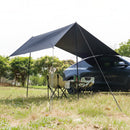 nzmegabuy waterproof car side awning tent providing shade for camping with chairs and table next to a vehicle