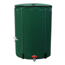 nzmegabuy 225L green collapsible rain water tank made of durable UV-resistant PVC with a spigot and filter.