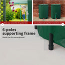 nzmegabuy 225L green collapsible rain water tank with spigot, support poles, and garden hose connection for irrigation.