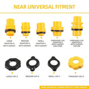 nzmegabuy 15-piece car radiator coolant refill funnel kit showing various yellow and black adapters with gaskets