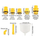 nzmegabuy 15-piece car radiator coolant refill funnel kit with various adapters, extensions, and dimensions labeled.