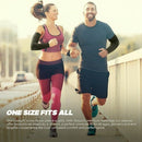 nzmegabuy cooling UV arm sleeves worn by a man and woman jogging outdoors for sun protection and comfort