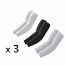 nzmegabuy set of three pairs of cooling UV arm sleeves in white, black, and grey for sports and outdoor protection