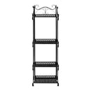 nzmegabuy CREAVITA 4-tier black steel plant stand with decorative scrollwork for indoor or outdoor garden use