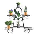 nzmegabuy CREAVITA 6-tier black steel plant stand with decorative scrollwork holding various potted plants