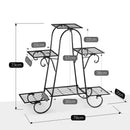 nzmegabuy CREAVITA 6-tier black steel plant stand with dimensions shown for indoor and outdoor garden use