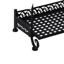 nzmegabuy CREAVITA black steel plant stand shelf with decorative scrollwork legs and a grid pattern base