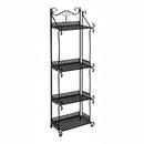 nzmegabuy CREAVITA 4-tier black steel plant stand with decorative scrollwork and mesh shelves for indoor or outdoor use