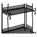 nzmegabuy CREAVITA 4-tier black steel plant stand with decorative lattice shelves and scrollwork details