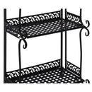 nzmegabuy CREAVITA 4-tier black steel plant stand with decorative lattice shelves and scrollwork details