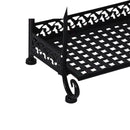 nzmegabuy CREAVITA black steel plant stand shelf with decorative scrollwork legs and a grid pattern base