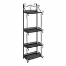 nzmegabuy CREAVITA 4-tier black steel plant stand with decorative scrollwork and mesh shelves for indoor or outdoor use