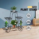 nzmegabuy CREAVITA 6-tier black steel plant stand with potted plants in a living room setting