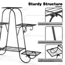 nzmegabuy CREAVITA 6-tier black steel plant stand showing sturdy screw fixation and drainage tray design details