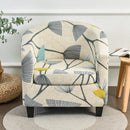 nzmegabuy 2-piece stretch tub chair cover set featuring a beige fabric with a grey and yellow dandelion floral pattern