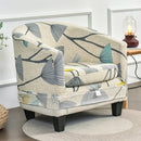 nzmegabuy 2-piece stretch tub chair cover set featuring a beige fabric with a grey and yellow dandelion floral pattern